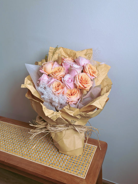 "Soft Sunrise" Fresh Rose Bouquet