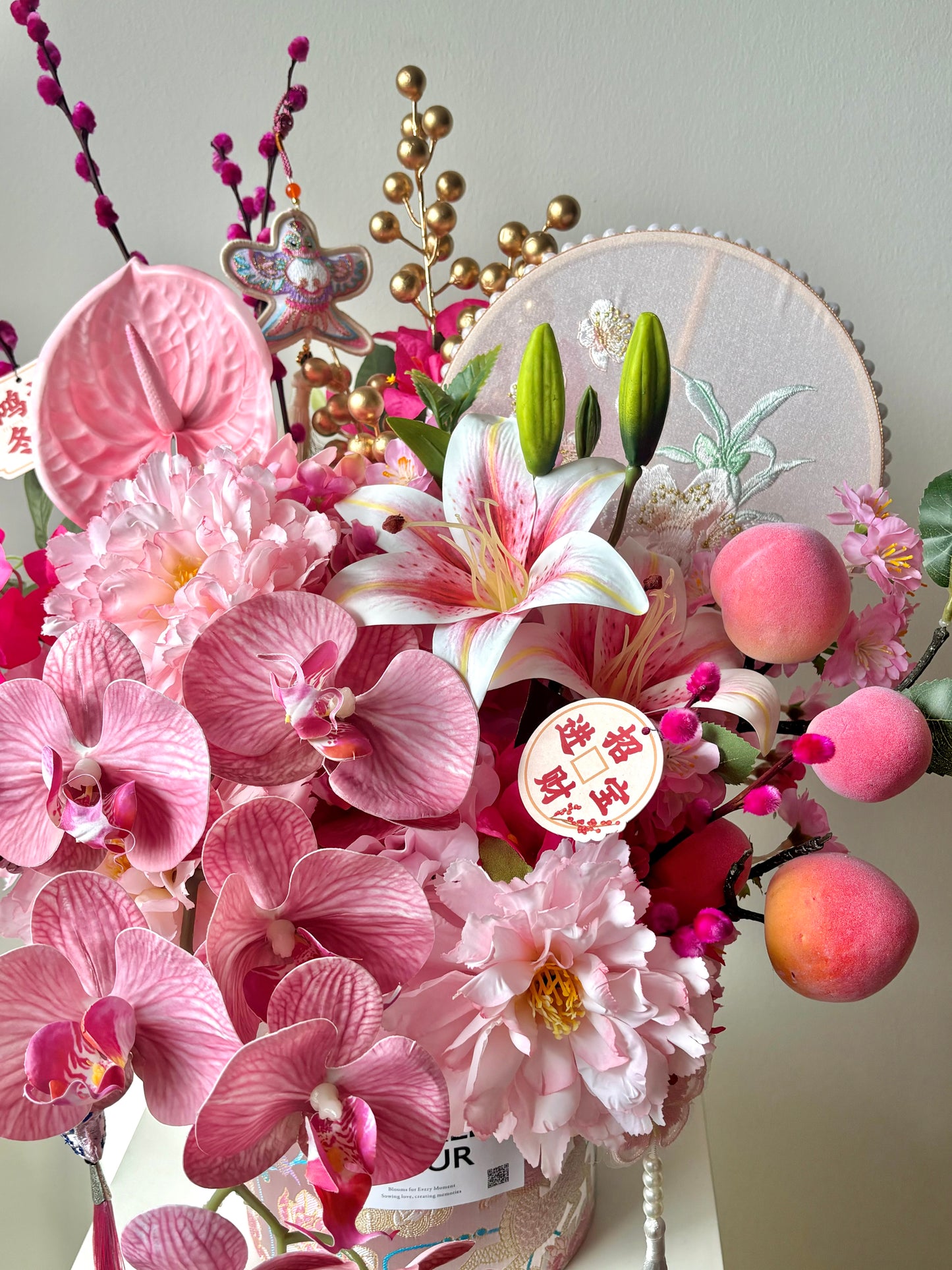 CNY "Everlasting Prosperity" Faux Flowers Bloom Box