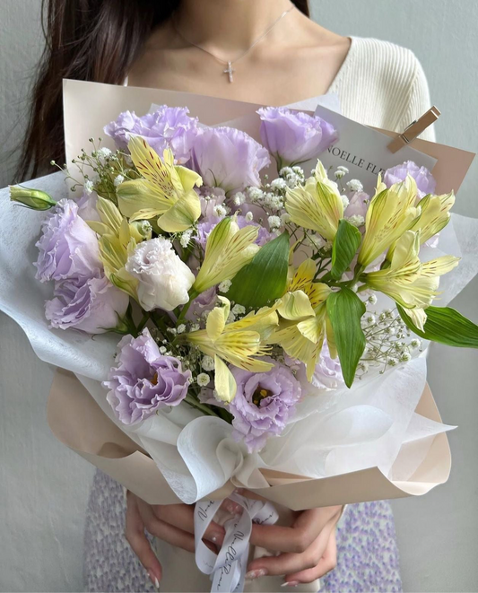 Customised bouquet with translucent wrapper 50cm wide