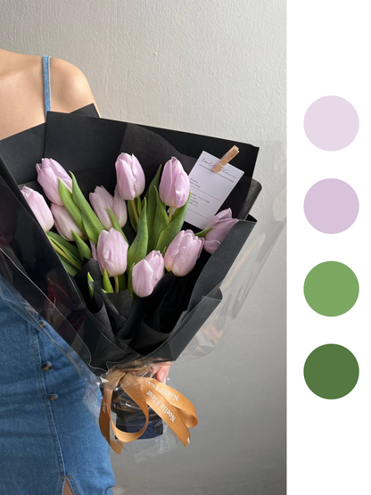 "Lavender Moonlight" Purple Fresh Tulips bouquet |Noelle Fleur