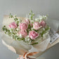 "Rosy Snowfall" Fresh Rose & Matthiola Bouquet