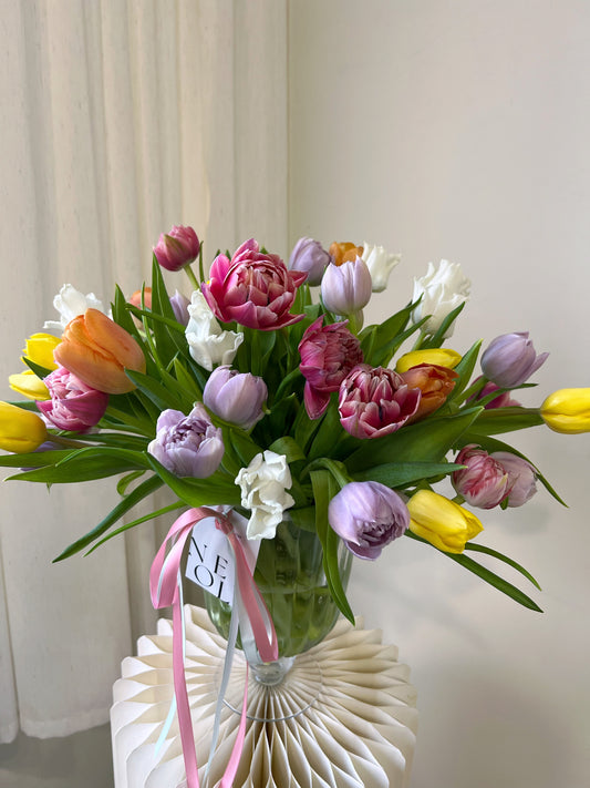 "Tapestry of Love" Tulips Fresh Flower (Vase)