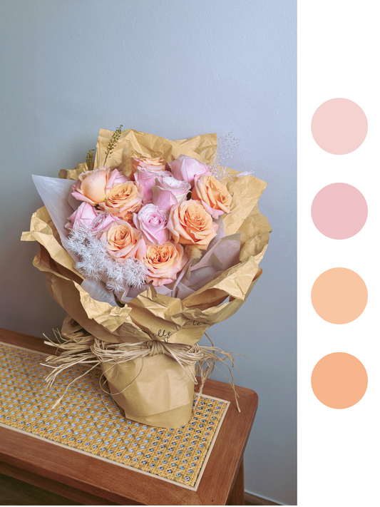 "Soft Sunrise" Fresh Rose Bouquet