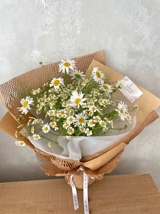 "Daisy Meadow" Fresh Tanacetum & Aster Daisy Fresh Flower Bouquet