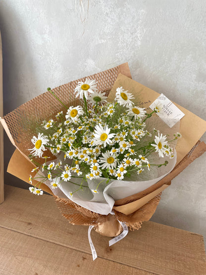 "Daisy Meadow" Fresh Tanacetum & Aster Daisy Fresh Flower Bouquet