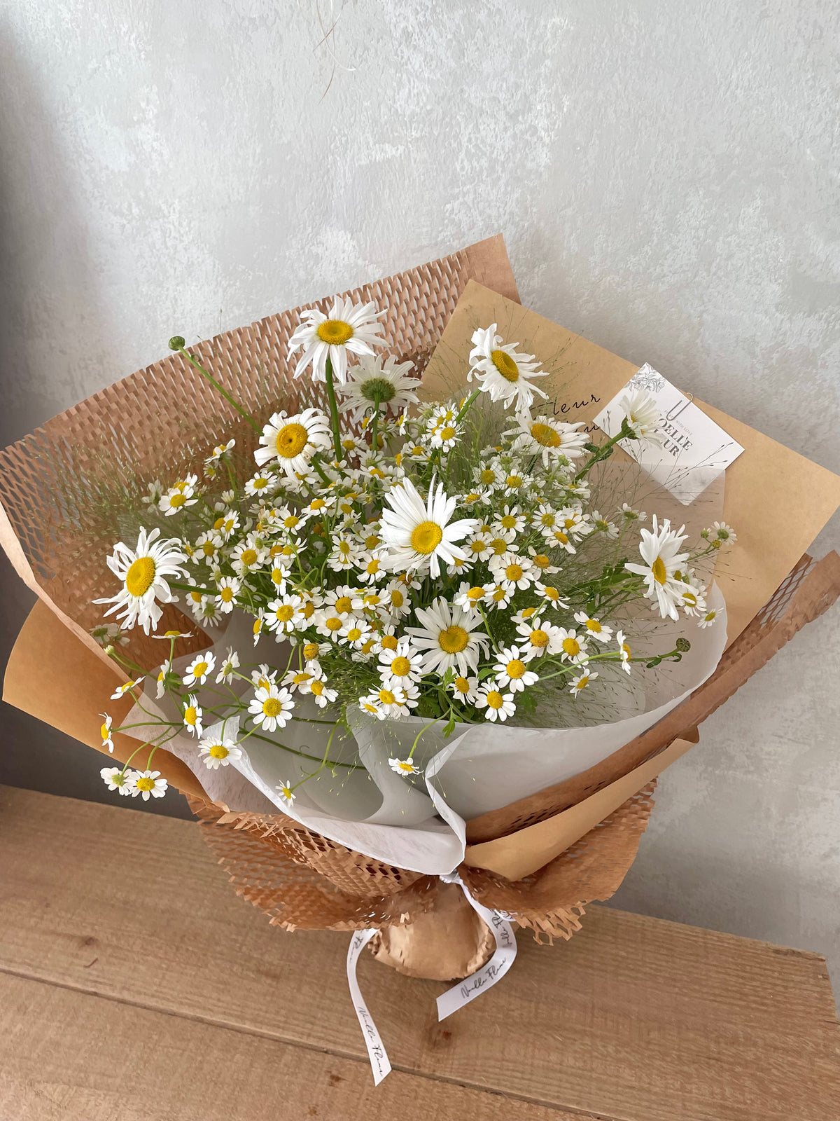 "Daisy Meadow" Fresh Tanacetum & Aster Daisy Fresh Flower Bouquet