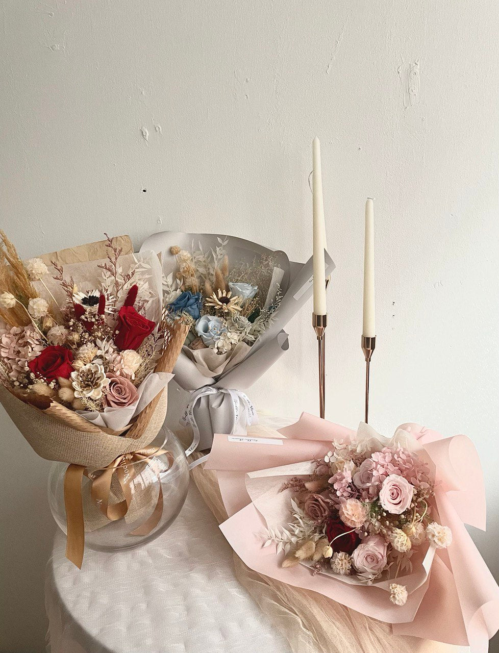 "Everlasting Red" Preserved Flower Bouquet