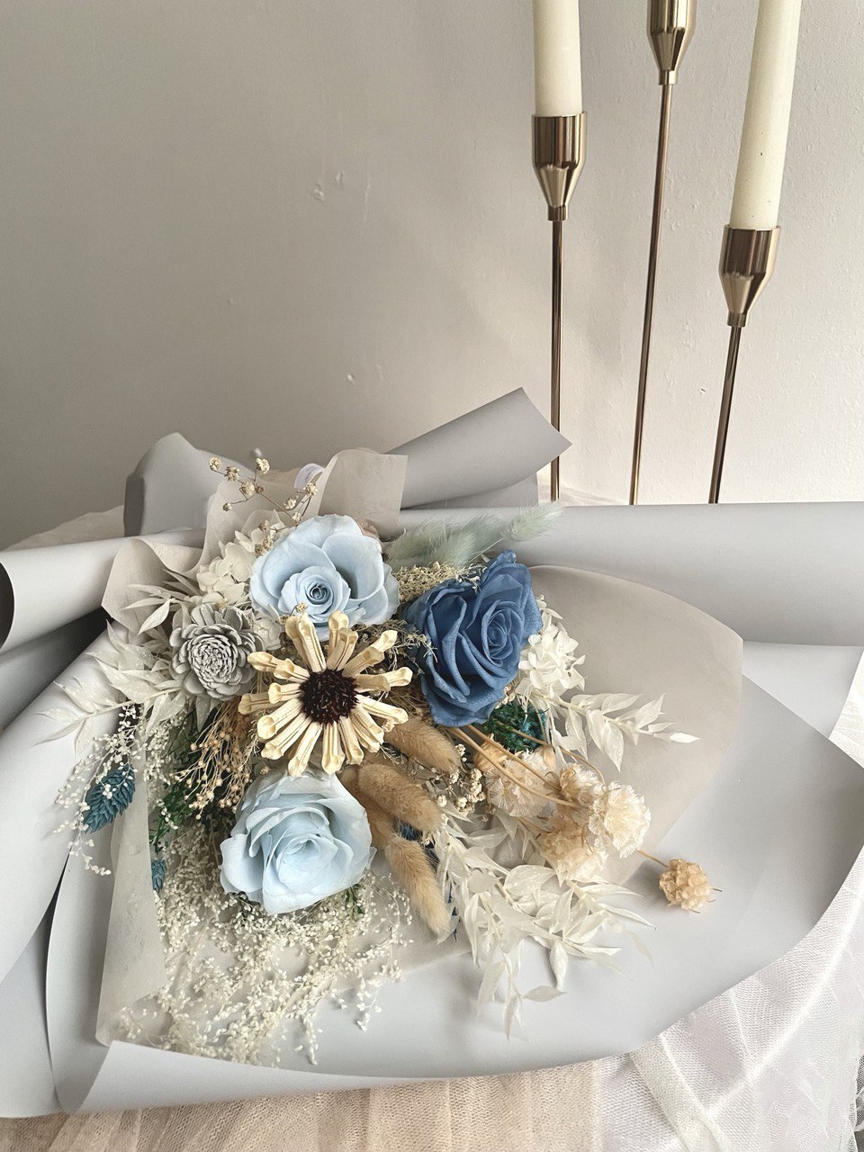 "Everlasting Blue" Preserved Flower Bouquet