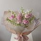 "Rosy Snowfall" Fresh Rose & Matthiola Bouquet