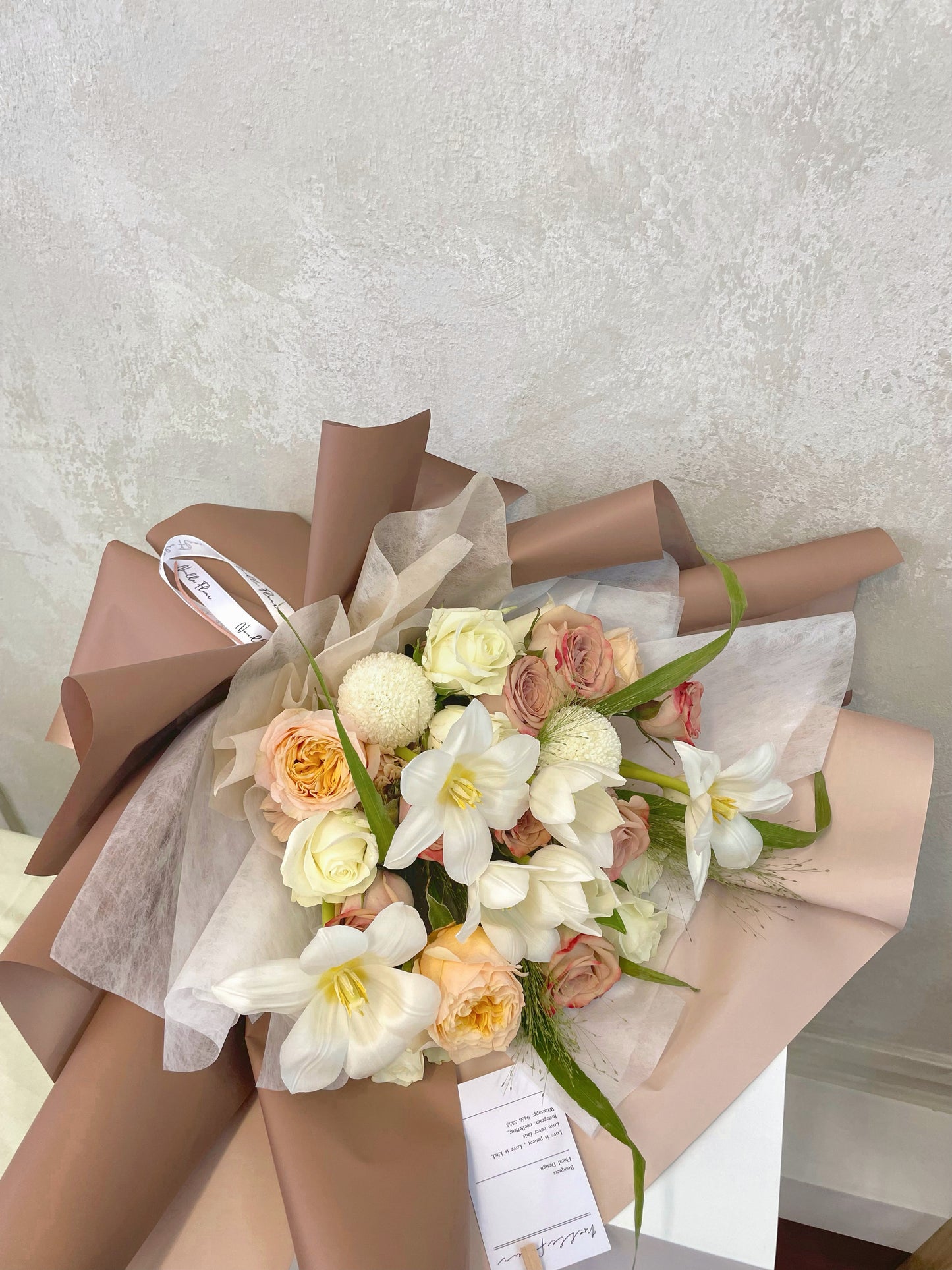 "Café Blush Delight" Mixed Fresh Flower Bouquet