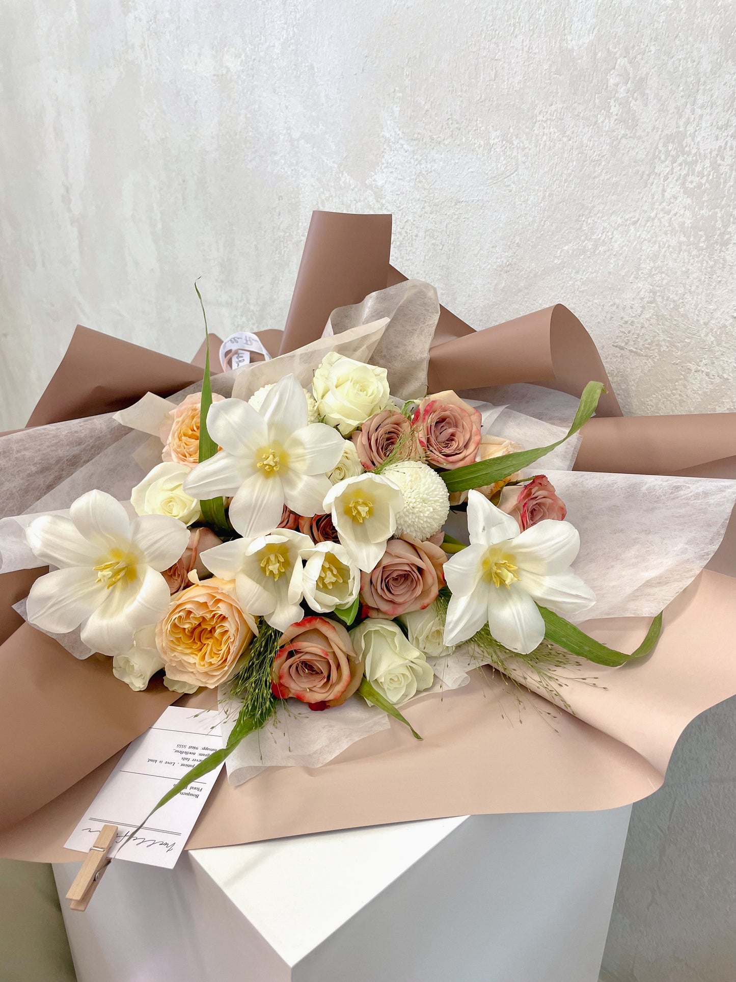 "Café Blush Delight" Mixed Fresh Flower Bouquet