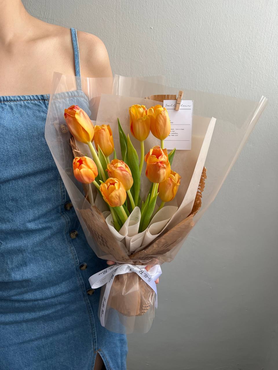 "Tangerine Dream" Fresh Tulips Bouquet |Noelle Fleur